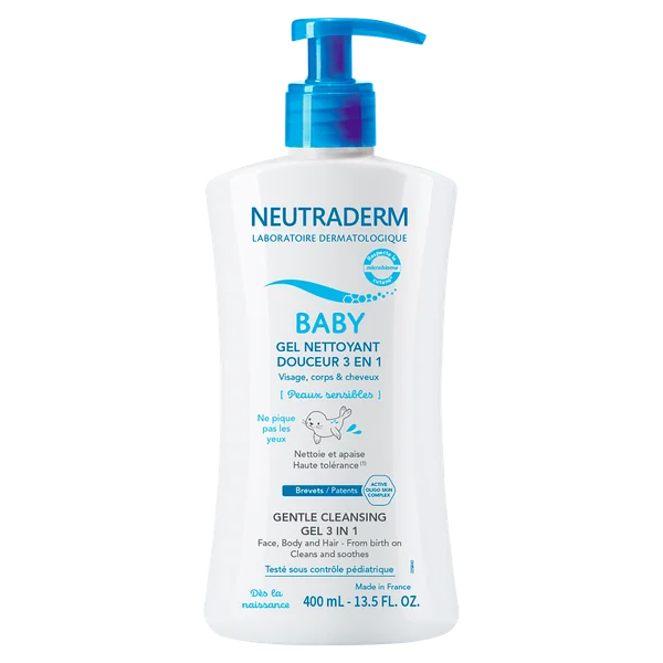 Neutraderm Baby 3-in-1 Waschgel 400 ml – sanfte Reinigung von Gesicht, Körper und Haaren für Babys