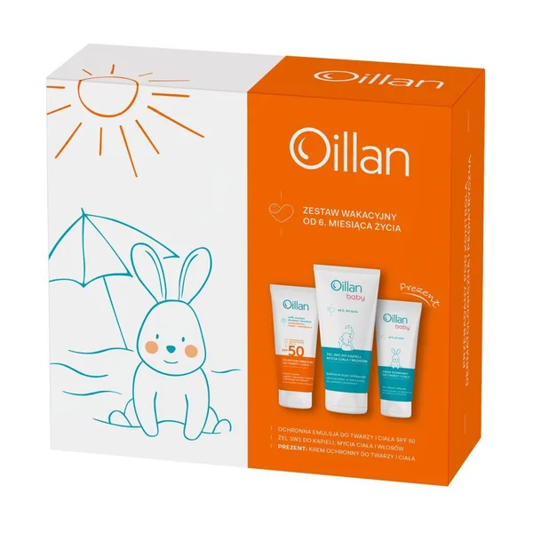 Oillan Sun Reise-Set mit SPF50 Emulsion, Baby 3in1 Gel und Schutzcreme für empfindliche HautDas Oillan Sun Reise-Set enthält eine SPF50 Emulsion für Gesicht und Körper, ein sanftes Baby 3in1 Gel und eine pflegende Schutzcreme – ideal für empfindliche Haut von Babys und Erwachsenen auf Reisen.