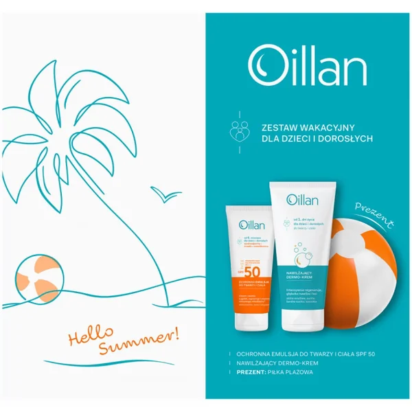Oillan Sun Sonnenschutz-Emulsion SPF50 100ml und Dermo-Creme 200ml für empfindliche Haut von Babys und Erwachsenen