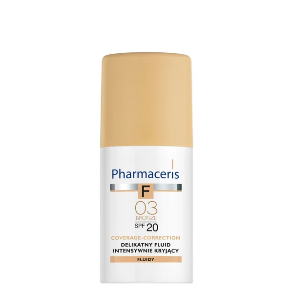 Pharmaceris F Bronze SPF 20 – intensiv abdeckende Foundation für empfindliche Haut, kaschiert Rötungen und schützt vor UV-Strahlen