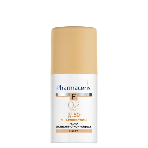 Pharmaceris F beruhigendes Schutz- und Korrekturfluid SPF 50+, 02 Sand, 30 ml – effektive Abdeckung und Hautschutz