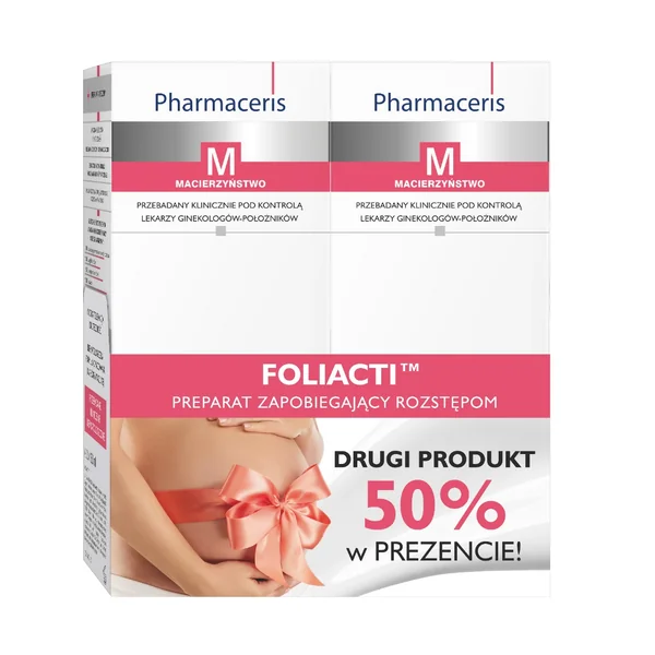 Pharmaceris M Foliacti Creme gegen Dehnungsstreifen für Schwangerschaft und Stillzeit – Hautpflege Duo 150 ml + 150 ml