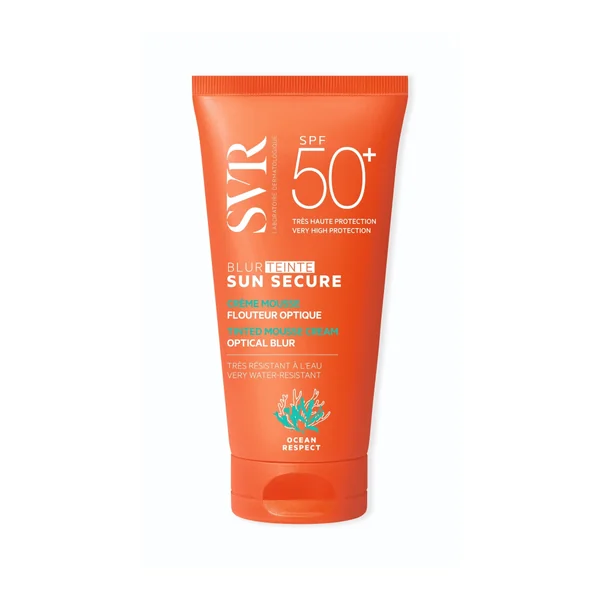 SVR VR SUN SECURE Blur Teinte SPF 50+ Beige Rose 50 ml, getönte Creme für Gesicht mit Sonnenschutz und mattierendem Effekt