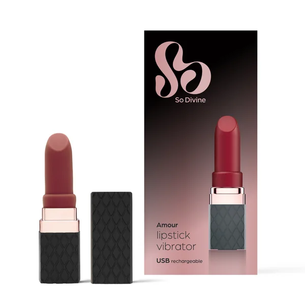 So Divine 'Glorious' Real Lippenstift-Vibrator, 1 Stück, 10 Funktionen, ultra starke Vibrationen, USB aufladbar, wasserdicht, diskret, punktuelle Klitoris-Stimulation