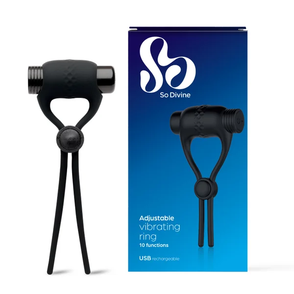 So Divine Pearl Vibe Stimulator verstellbarer Penisring, 1 Stück, 10 Vibrationsfunktionen, 3 Geschwindigkeiten, USB aufladbar, ideal für Paare