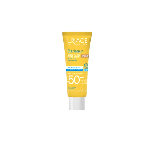 Uriage Bariesun getönte Sonnenschutzcreme SPF 50+ 50 ml, gebräuntes Beige, schützt empfindliche Haut vor UV-Strahlen und blauem Licht