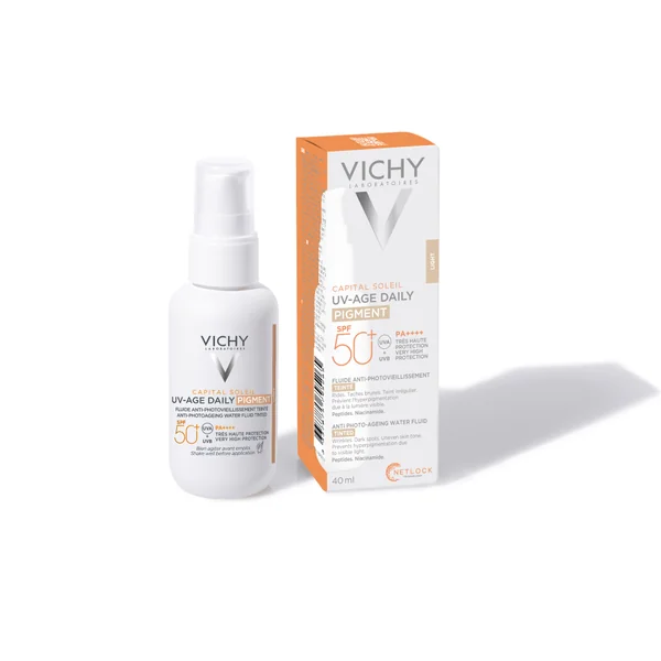 Vichy Capital Soleil UV-Age Daily getöntes Sonnenfluid SPF 50+ 40 ml Flasche