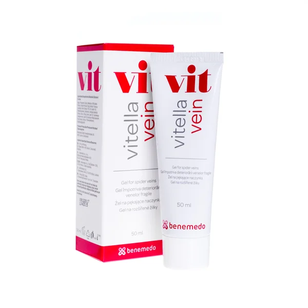 Vitella Vein Gel zur Behandlung von Besenreisern und Unterstützung der Venen- und Hautgesundheit an den Beinen.