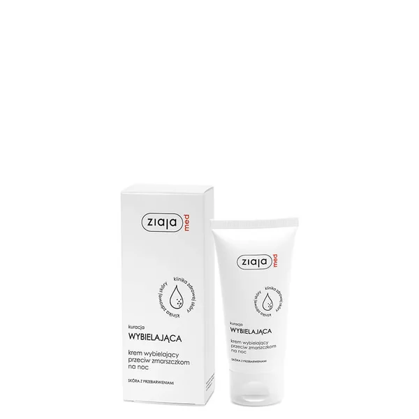 Ziaja Med Aufhellende Nachtcreme gegen Falten und Pigmentflecken, mit Hydroxyprolin, Olivenöl und Vitamin E für eine gleichmäßige Haut