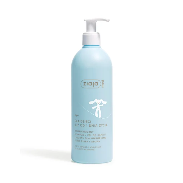 Ziaja Med Kinder Shampoo + Duschgel 2-in-1, 400 ml, hypoallergen, für empfindliche Haut von Neugeborenen und Kindern