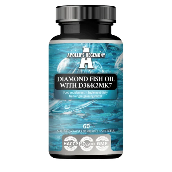 Apollo's Hegemony Diamond Fish Oil mit D3 & K2MK7 60 Kapseln – hochwertiges Omega-3 für Herz, Knochen und Gehirn