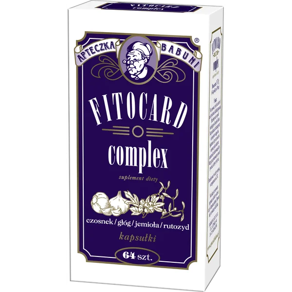 Apteczka Babuni Fitocard Complex 64 Kapseln für Herz und Kreislauf, natürliche Pflanzenextrakte für gesunde Herzfunktion