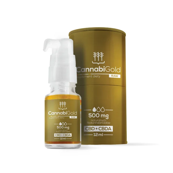 CannabiGold RAW 500 mg Vollspektrum CBD Öl in 12 ml Glasflasche mit Dosier-Tropfer