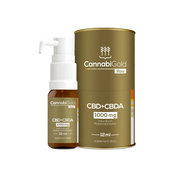 CannabiGold Raw CBD + CBDA 1000 mg Hanföl Flasche 12 ml – natürliches Nahrungsergänzungsmittel mit Phytocannabinoiden