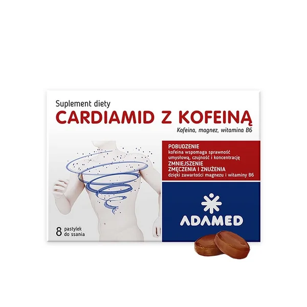 Cardiamid mit Koffein Lutschtabletten 8 Stück – Koffein, Magnesium, Vitamin B6, Guarana zur Unterstützung von Energie und Konzentration