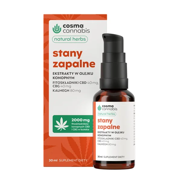 Cosma Cannabis Naturkräuter 30 ml Tropfen – Hanföl mit Kalmegh, CBD und Rosmarin zur Unterstützung bei Entzündungen