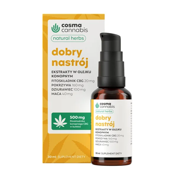 Cosma Cannabis Gute Stimmung 30 ml – Tropfen mit Hanföl, Brennnessel, Johanniskraut, Maca und Rosmarin zur Unterstützung von Stimmung und Energie
