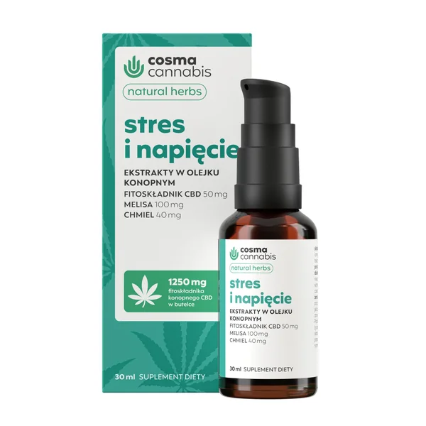 Cosma Cannabis Stress & Spannung 30 ml Tropfen – Hanföl mit Melisse, Hopfen, Rosmarin und CBD zur Unterstützung von Entspannung und innerer Balance