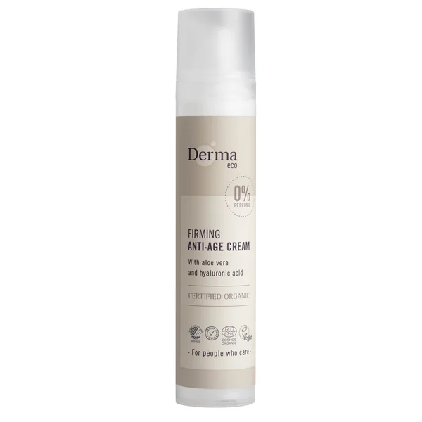 Derma Eco straffende Anti-Aging-Gesichtcreme 50 ml mit Bio-Aloe, Hyaluronsäure und Vitamin E, vegane und zertifizierte Anti-Falten-Pflege