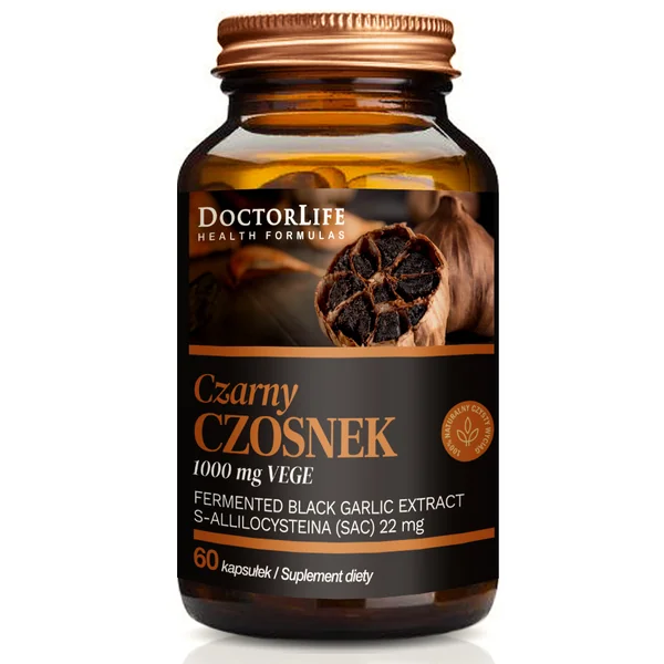 Doctor Life Black Garlic 60 Kapseln – Nahrungsergänzung mit fermentiertem schwarzem Knoblauchextrakt für Immunsystem und Herzgesundheit.