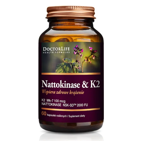 Doctor Life Nattokinase 100 mg + K2 100 µg, 60 Kapseln, Nahrungsergänzung zur Unterstützung von Herz-Kreislauf und Blutgerinnung