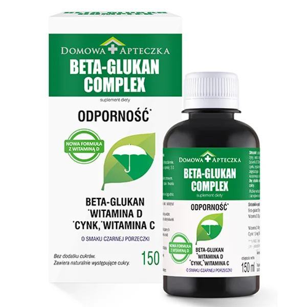 Domowa Apteczka Beta-Glucan Complex, 150 ml – flüssiges Supplement mit Beta-Glucan, Vitamin C, D und Zink zur Unterstützung des Immunsystems