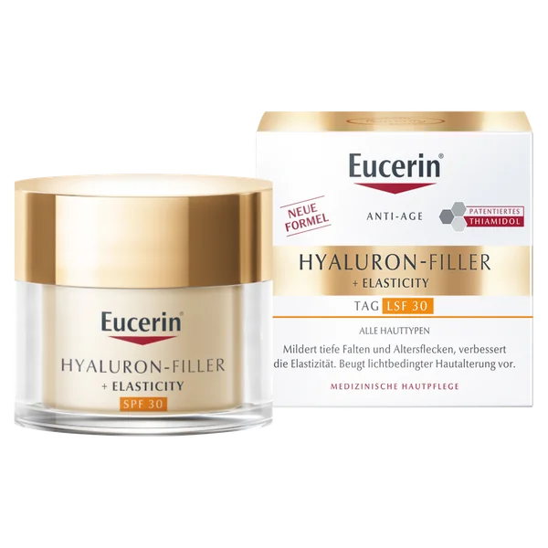 Eucerin Hyaluron-Filler + Elasticity Anti-Falten Tagescreme für reife Haut SPF 30 – Faltenreduktion und UV-Schutz
