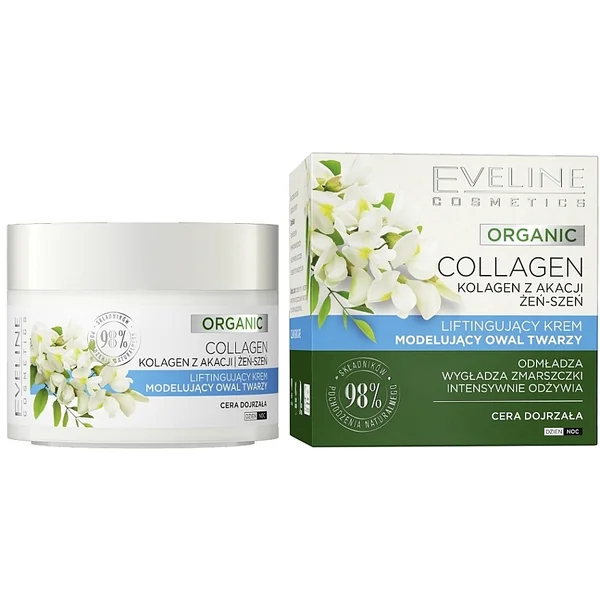 Eveline Cosmetics Organic Collagen Lifting-Creme 50ml für reife Haut, straffend und feuchtigkeitsspendend