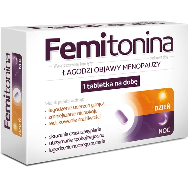 Femitonina Tabletten – pflanzliches Nahrungsergänzungsmittel für Frauen in den Wechseljahren mit Soja, Rotklee und Melatonin