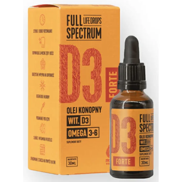 Full Spectrum D3 Forte Hanföl, 30 ml – hochdosiertes Vitamin D3 Öl zur Unterstützung von Knochen, Muskeln, Immunsystem und Wohlbefinden