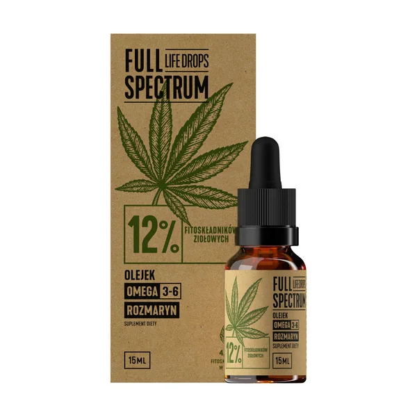 Full Spectrum Life Drops Hanföl 12% CBD – natürliches Vollspektrum CBD Öl mit Omega-Fettsäuren und Rosmarinextrakt
