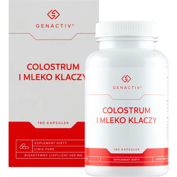 Genactiv Colostrum und Stutenmilch, 180 Kapseln – Nahrungsergänzung mit bioaktivem Rinderkolostrum und Stutenmilch zur Unterstützung des Immunsystems und der Vitalität