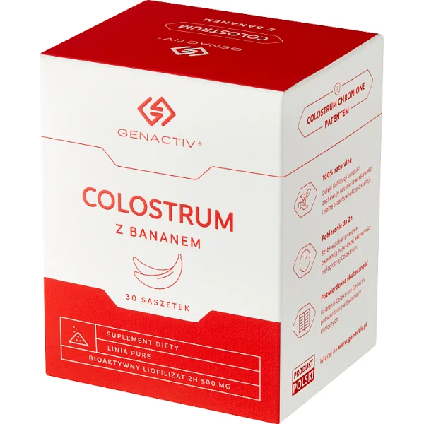 Genactiv Kolostrum mit Banane, 30 Sachets – natürliches Rinderkolostrum zur Stärkung des Immunsystems und Erhaltung der Vitalität