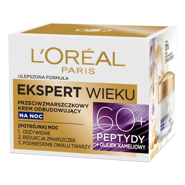 L’Oréal Age Expert Anti-Falten Nachtcreme 60+ für reife Haut, 50 ml, reduziert Falten und strafft Gesichtskonturen