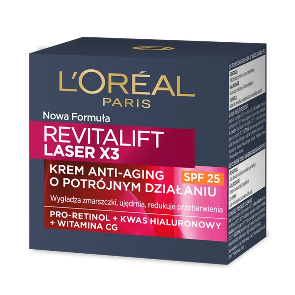 L’Oréal Revitalift Laser X3 Anti-Aging Creme SPF 25, 50 ml – glättende, straffende Tagespflege für reife Haut mit UV-Schutz