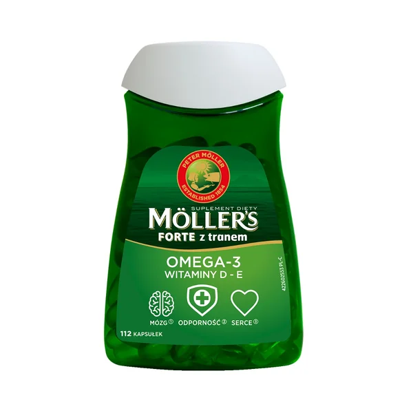 Moller's FORTE Kapseln mit norwegischem Lebertran, Omega-3, Vitamin D und E für Immunsystem, Herz und Gehirnfunktion