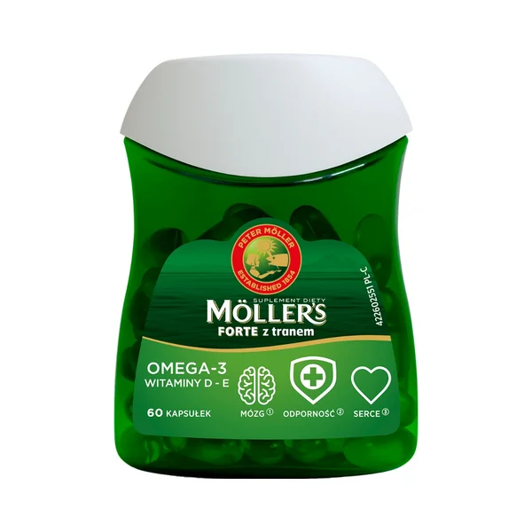Moller's FORTE Kapseln mit norwegischem Lebertran, Omega-3, Vitamin D und E für Immunsystem, Herz und Gehirnfunktion