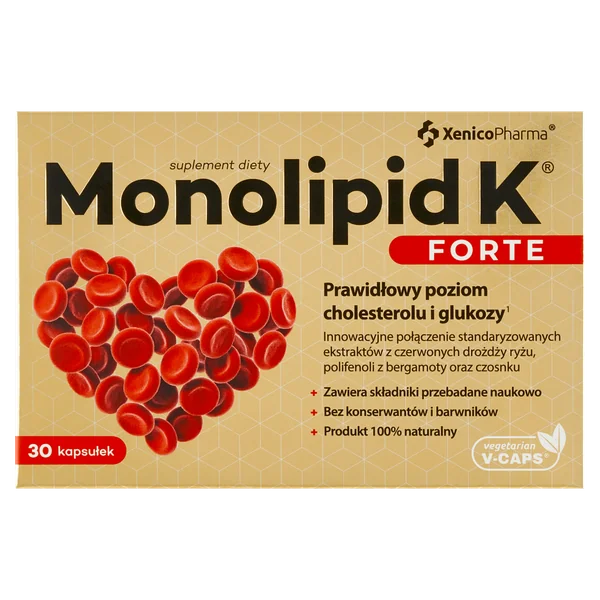 Monolipid K Forte 30 Kapseln, Nahrungsergänzung mit Monacolin K und Bergamotte-Extrakt zur Unterstützung des Cholesterinspiegels