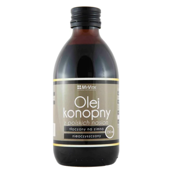 MyVita Hanföl 250 ml, kaltgepresst, unraffiniert, aus polnischem Hanfsamen für Herz, Immunsystem und Cholesterinspiegel