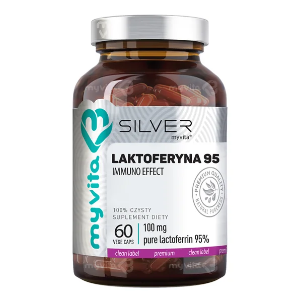 MyVita Silver Lactoferrin 95 Kapseln – Nahrungsergänzung zur Unterstützung von Immunität und Darmflora.