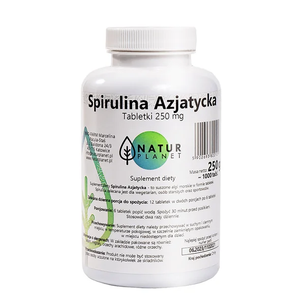 Natur Planet Asiatische Spirulina Tabletten 1000 Tabletten – veganes Nahrungsergänzungsmittel mit Protein, Vitamin B12 und Mineralstoffen