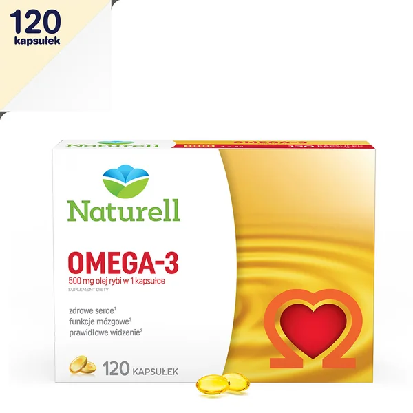 Naturell Omega-3 Kapseln 120 Stück – Fischöl mit DHA und EPA, unterstützt Herz, Gehirn und Augen, frei von Zucker, Laktose und Gluten