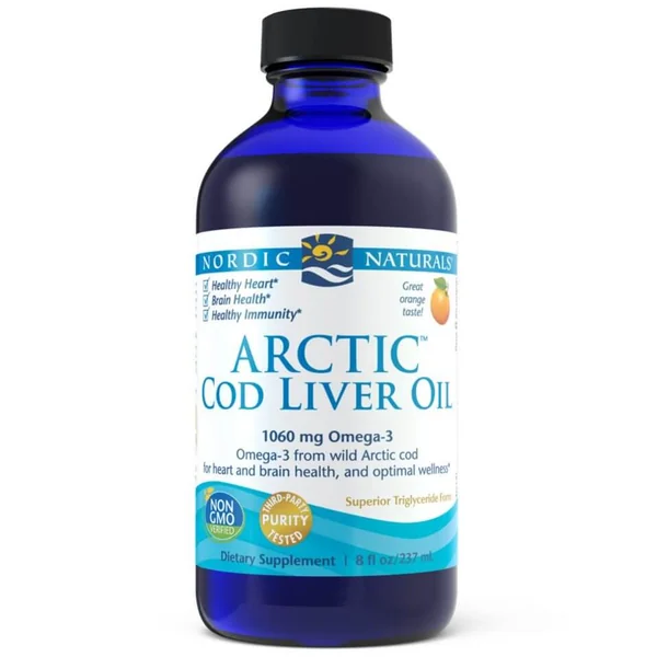 Flasche Nordic Naturals Arctic Cod Liver Oil, 237 ml – Nahrungsergänzung mit arktischem Kabeljauleberöl, Omega-3, Vitamin A & D