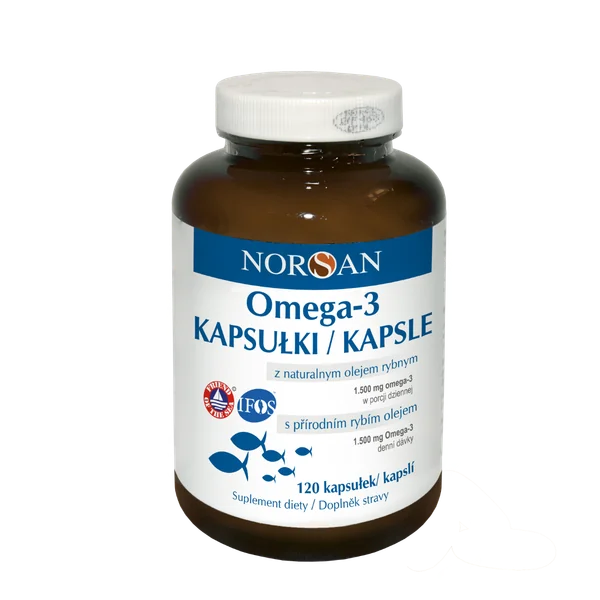 Norsan Omega-3 120 Kapseln, Fischöl-Kapseln mit EPA, DHA und Vitamin E zur Unterstützung von Herz, Gehirn und Augen