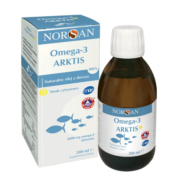 Norsan Omega-3 Arktis 200 ml, natürliches Kabeljauöl mit Omega-3-Fettsäuren und Vitaminen zur Unterstützung von Herz, Gehirn und Immunsystem