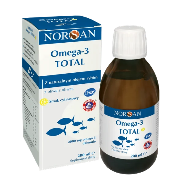 Norsan Omega-3 Total 200 ml – flüssiges Fischöl mit Zitronengeschmack und Vitamin D3, reich an Omega-3-Fettsäuren (EPA, DPA, DHA) für Herz und Gehirn