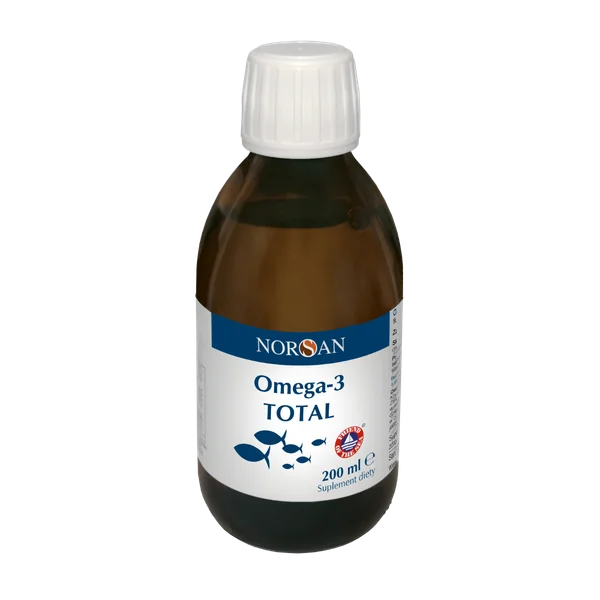 Norsan Omega-3 Total 200 ml – flüssiges Fischöl mit Vitamin D, kombiniert mit Olivenöl, reich an Omega-3-Fettsäuren (EPA & DHA) für Herz und Gehirn