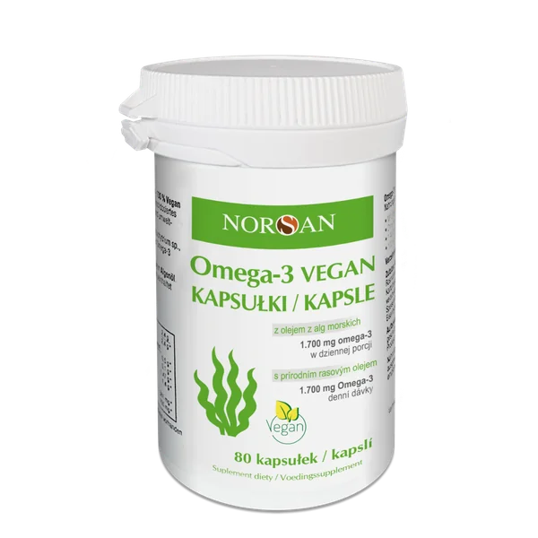 Norsan Omega-3 Vegan Kapseln 80 Stück – Mikroalgenöl, reich an DHA und EPA, veganes Omega-3 Supplement zur Unterstützung von Herz, Gehirn und Augen