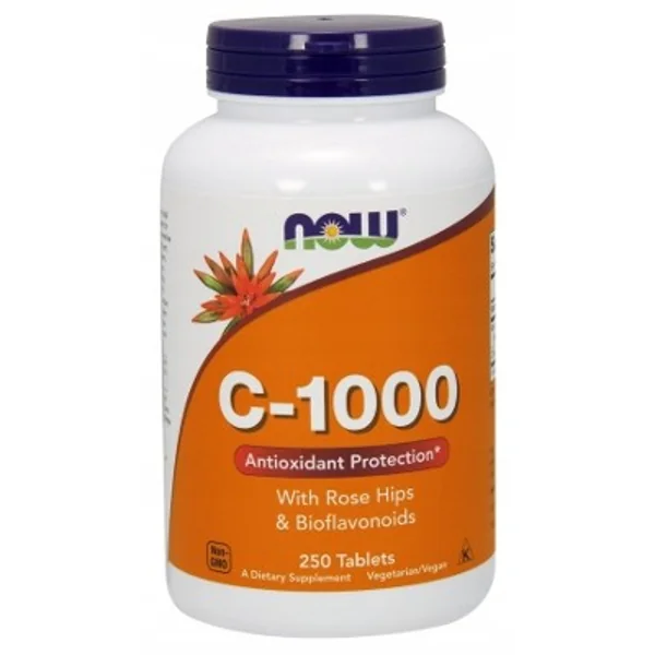 Now Foods Vitamin C 1000 mg mit Hagebutte und Bioflavonoiden, 250 Tabletten – Nahrungsergänzung für Immunsystem, antioxidativen Schutz und Kollagenbildung