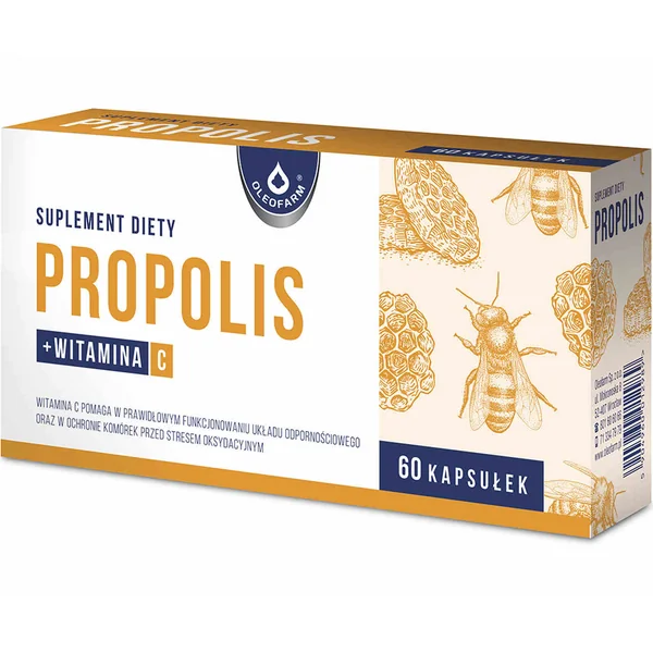 Oleofarm Propolis + Vitamin C Kapseln für Immunsystem und Zellschutz, Nahrungsergänzungsmittel für Erwachsene und Kinder